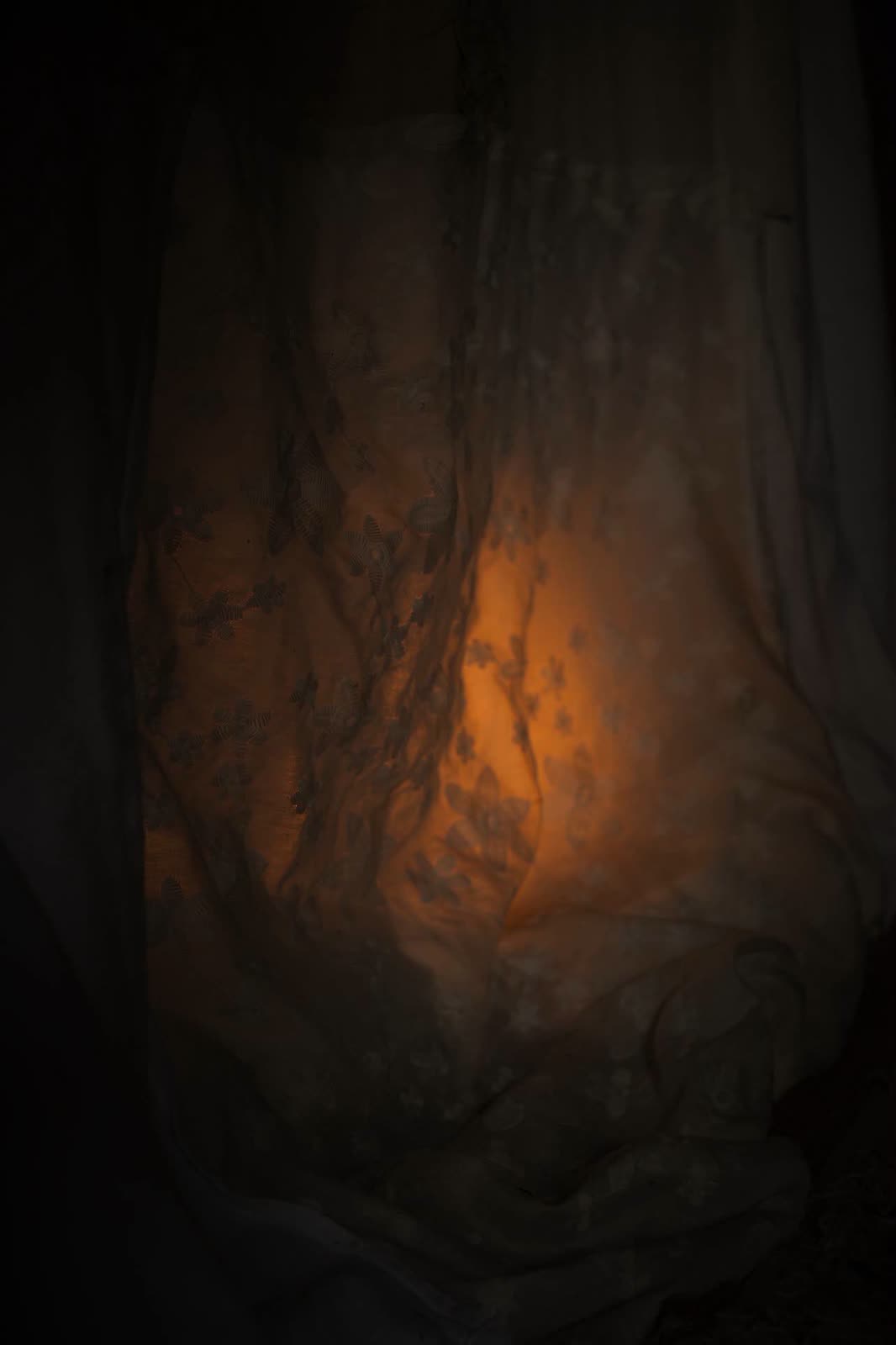 Lace fabric lit from within