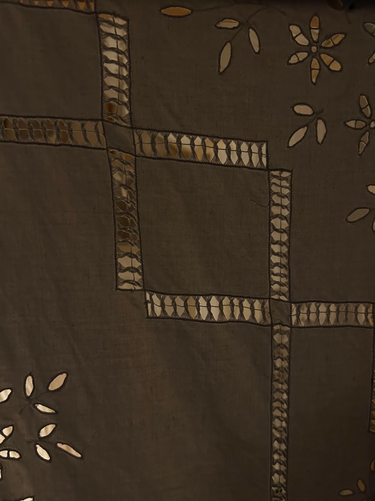 Vintage fabric with cutwork embroidery