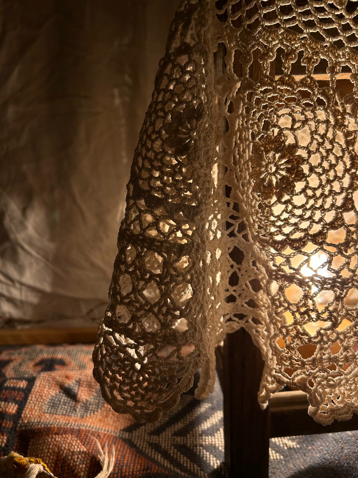 Crochet lace over a lamp